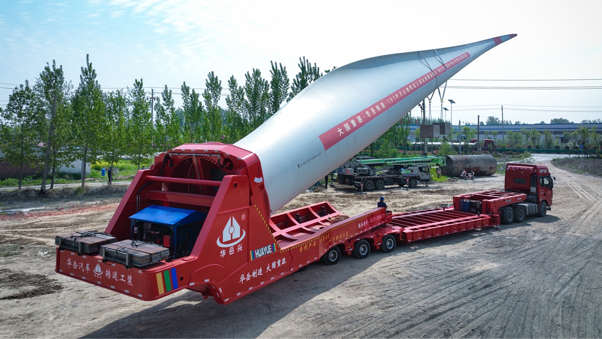 HUAYUE wind blade trailer hydraulic steering cylinders and multi-axle lifting suspension system