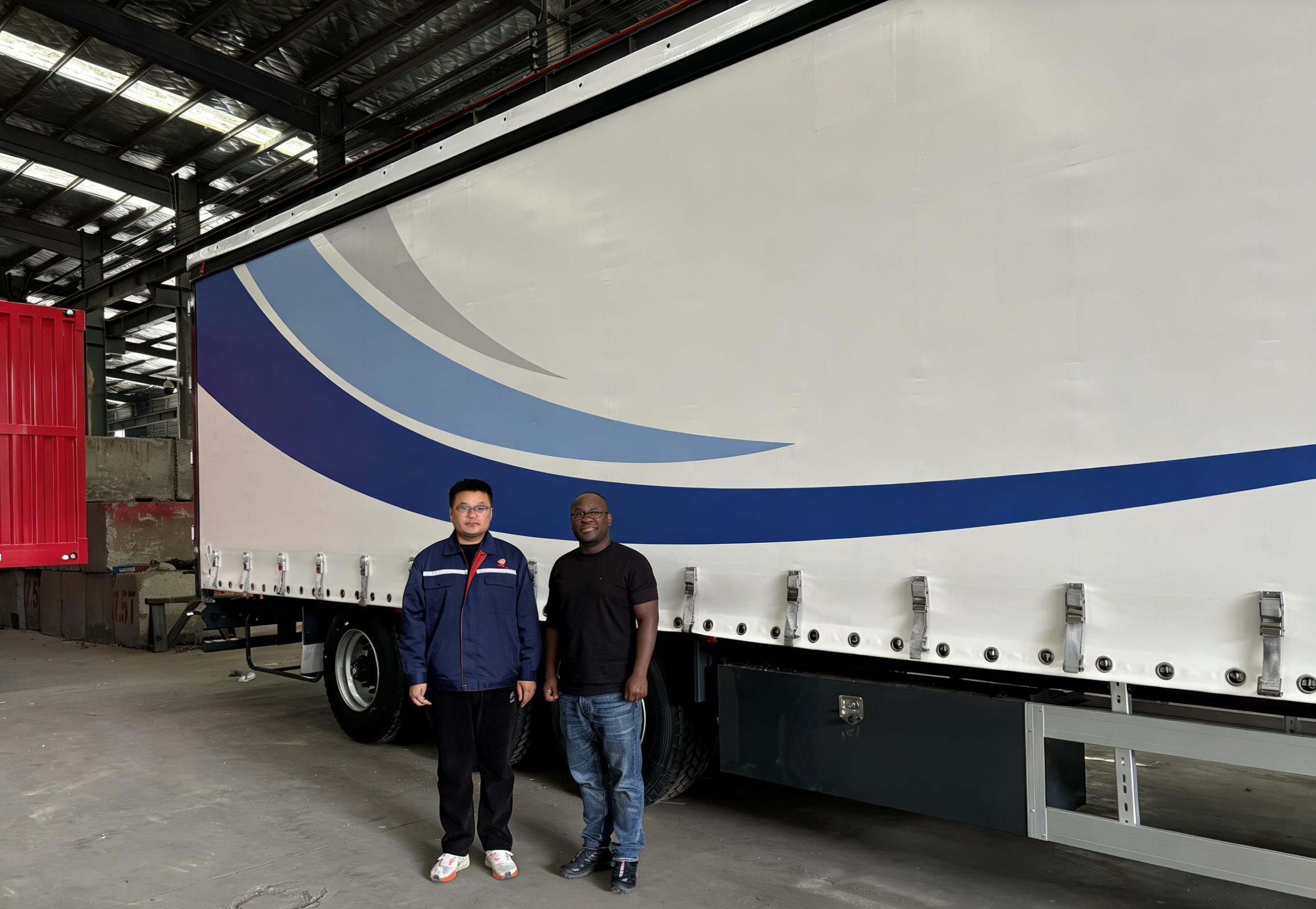 Nigerian Client Visits and Purchases 3 Axle Curtain Side Trailer